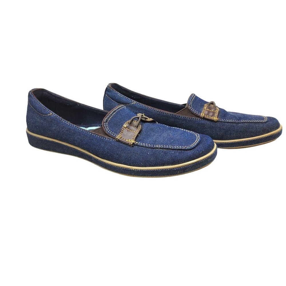 Denim Grasshoppers Moccasin Style Womens Loafers With Buckle Detail